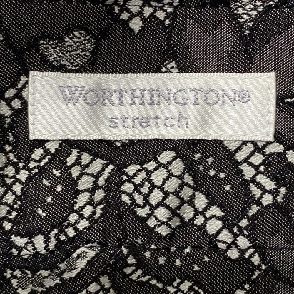 Worthington Stretch Black White Lace Print 4 Corporate Sleek Office Chic Skirt